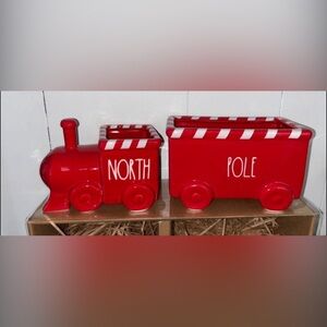 Rae Dunn Red Ceramic Train Set